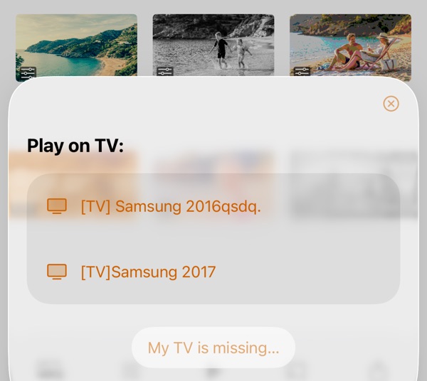 SlideFlow: selecting a TV from the list of detected devices