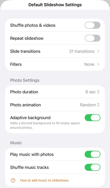SlideFlow: Default slideshow settings