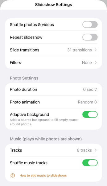 SlideFlow: Slideshow settings