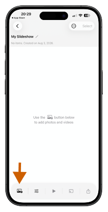 Add photos and videos to a slideshow in SlideFlow on iPhone