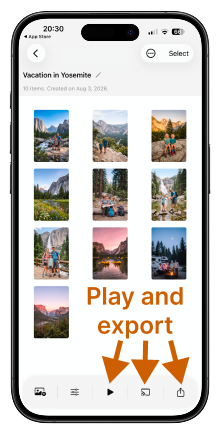 Export vertical or horizontal slideshows on iPhone