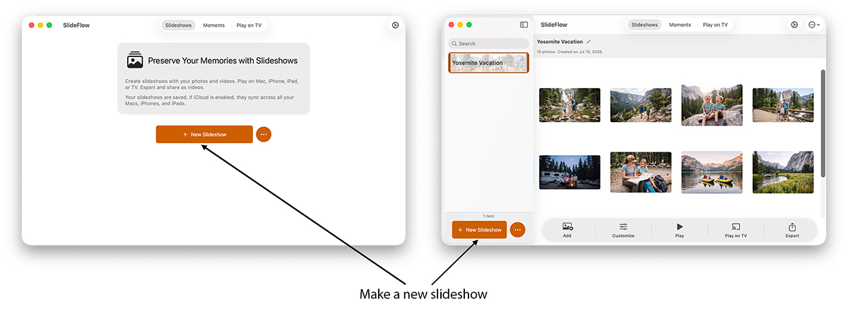 Make a new slideshow in SlideFlow