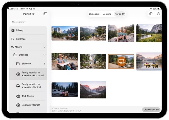 SlideFlow: casting photos to a TV on iPad
