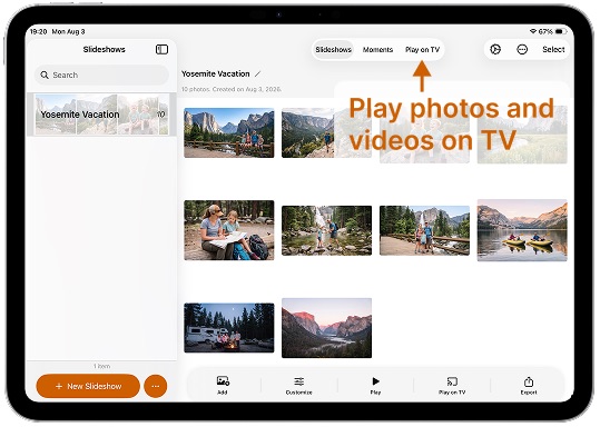 SlideFlow: open Play on TV on iPad