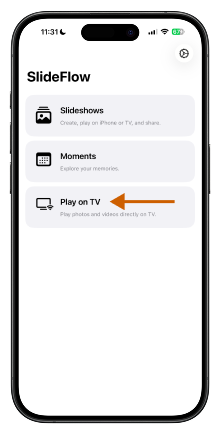 SlideFlow: open Play on TV on iPhone
