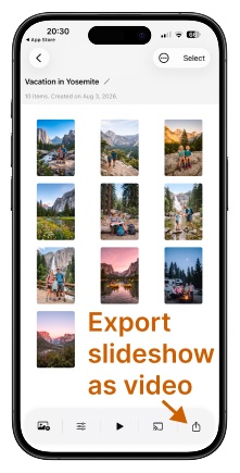SlideFlow: Export a slideshow on iPhone