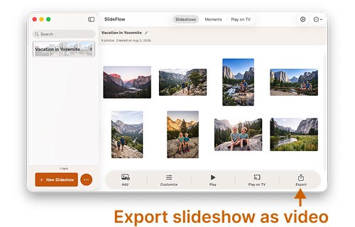 SlideFlow: Export a slideshow on Mac