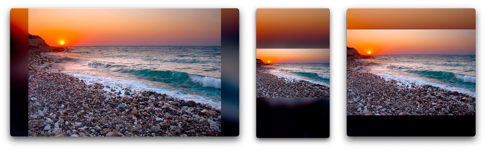 The same photo in three different video aspect ratios