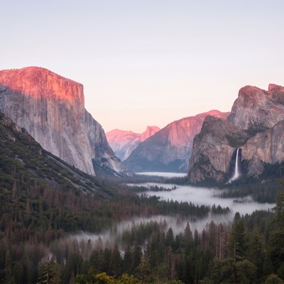 The original photo with no filter applied: a mountain valley at sunrise