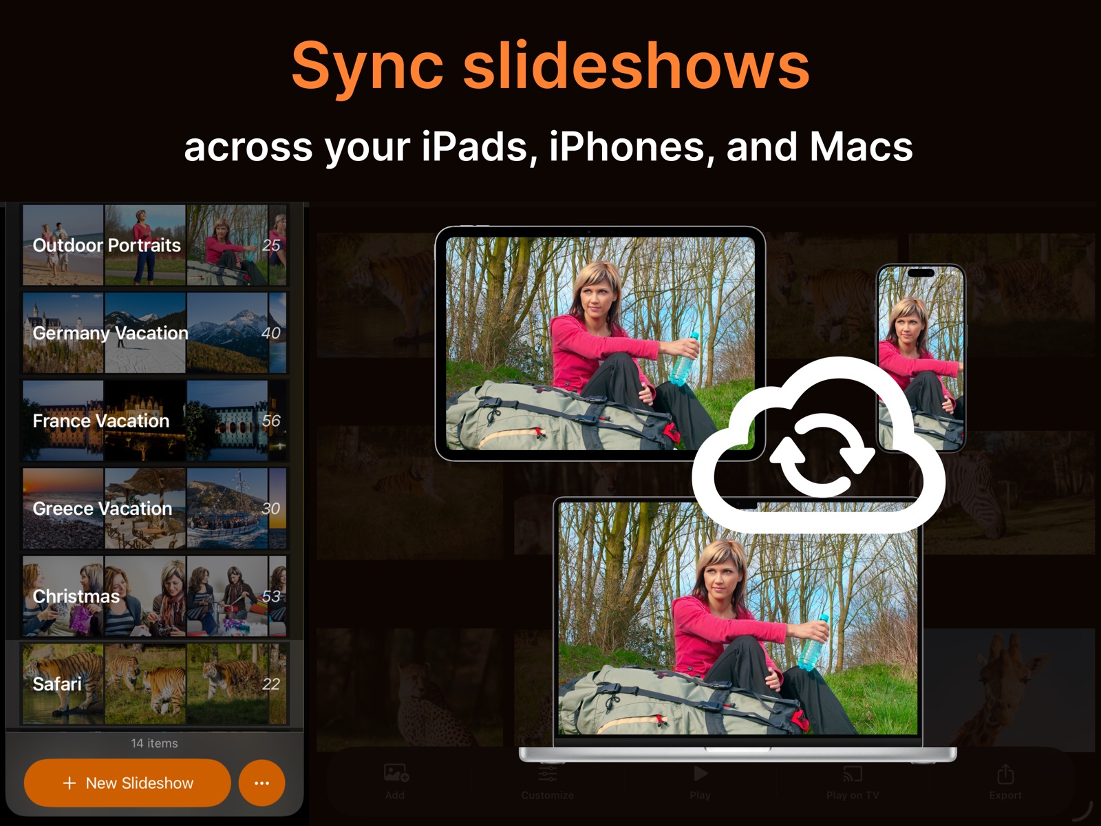 SlideFlow on iPad: slideshows syncing across Mac, iPhone, and iPad via iCloud
